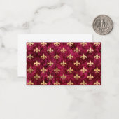 Red Velvet Fleur De Lis Mardi Gras Orleans Pattern Mitteilungskarte (Vorderseite/Rückseite Beispiel)