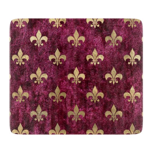 Red Velvet Lilie Mardi Gras Orleans Muster Schneidebrett (Vorderseite)