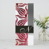 RED VELVET TULIP MONOGRAM Burgund Weißer Champagne Einladung (Stehend Vorderseite)