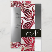 RED VELVET TULIP MONOGRAM Burgund Weißer Champagne Einladung (Vorne/Hinten)