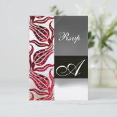 RED VELVET TULIP MONOGRAM Burgund Weißer Champagne RSVP Karte (Stehend Vorderseite)