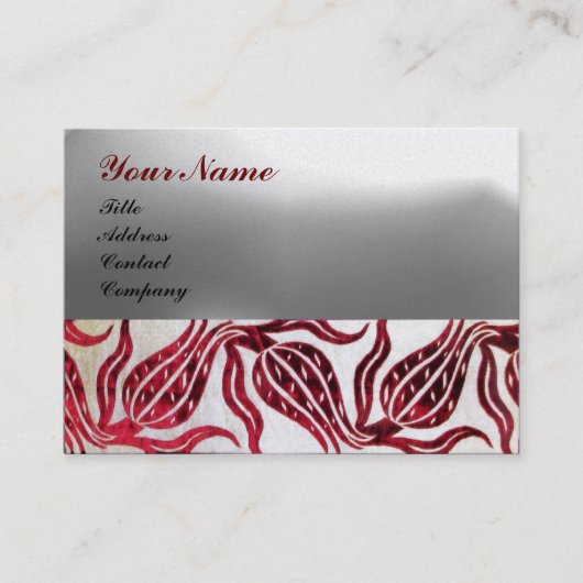 RED VELVET TULIP MONOGRAM Burgund White Pearl Visitenkarte (Vorderseite)