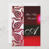 RED VELVET TULIP MONOGRAM Burgundy Champagne Weiß Einladung (Vorderseite)