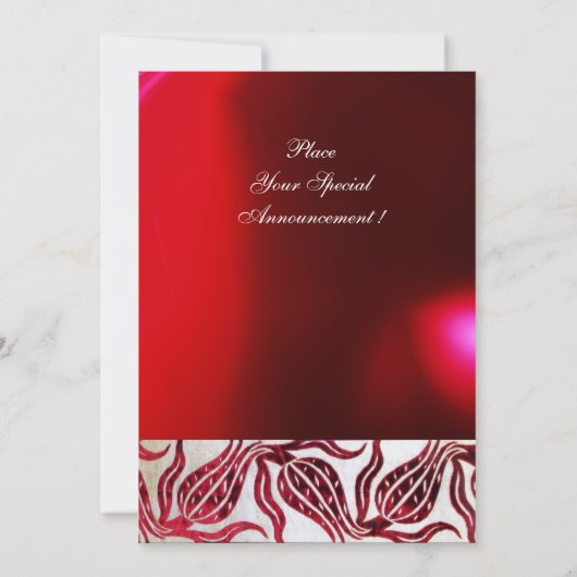 RED VELVET TULIP MONOGRAM Burgundy Champagne Weiß Einladung (Rückseite)