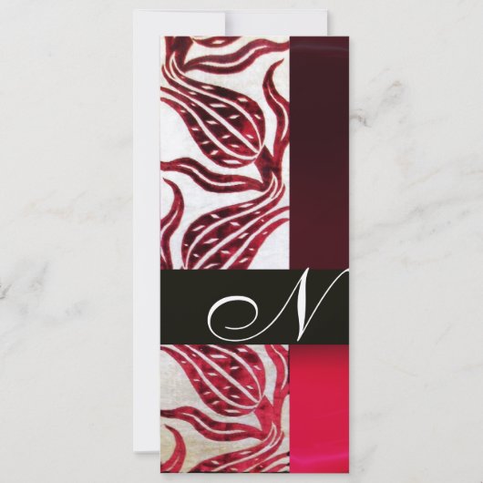 RED VELVET TULIP MONOGRAM Burgundy Champagne Weiß Einladung (Vorderseite)