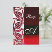 RED VELVET TULIP MONOGRAM Burgundy Champagne Weiß RSVP Karte (Stehend Vorderseite)