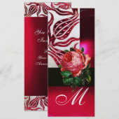 RED VELVET TULIPS MONOGRAM Burgund Weißes Eis Einladung (Vorne/Hinten)