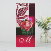 RED VELVET TULIPS MONOGRAM Burgund Weißes Eis Einladung (Stehend Vorderseite)