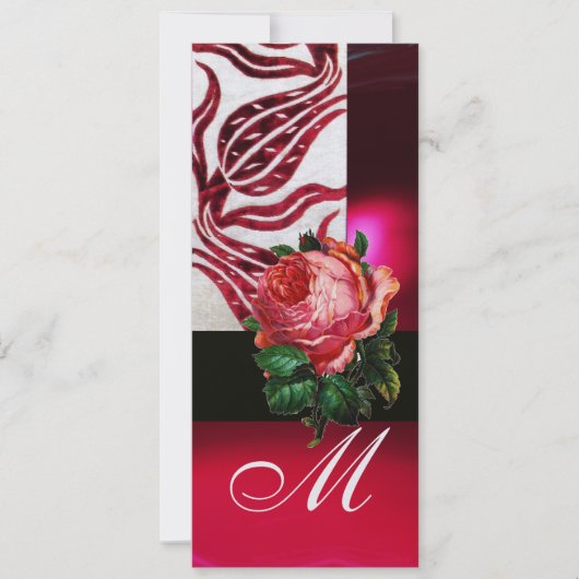 RED VELVET TULIPS MONOGRAM Burgund Weißes Eis Einladung (Vorderseite)