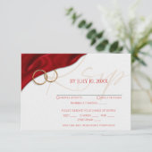 Red Velvet with Wedding Rings Response Card RSVP Karte (Stehend Vorderseite)