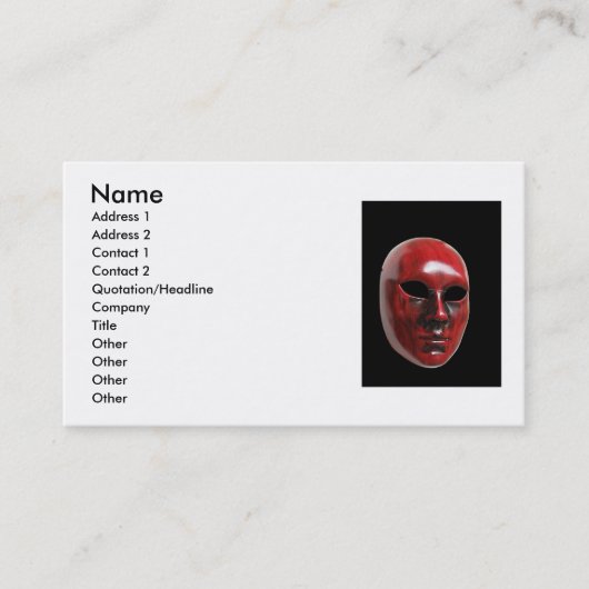 Red Venice Mask Business Card Visitenkarte (Vorderseite)