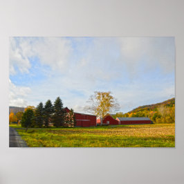 Red Vermont Barns im Herbst Poster