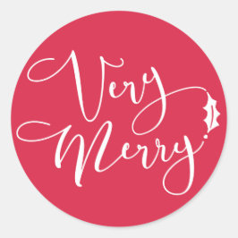 Red Verry Merry Christmas Classic Round Sticker
