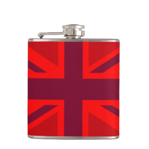 Red Version British Union Jack Decor Flachmann