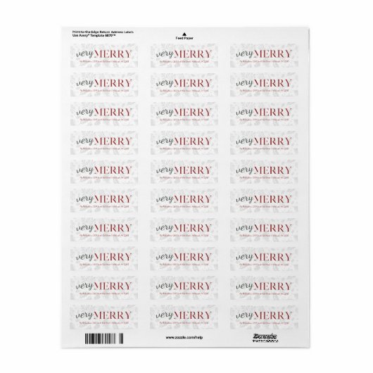 Red Very Merry Botanical Christmas Address Label (Vorne)