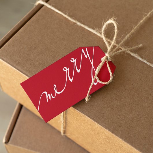 Red Very Merry Custom Foto Weihnachten Geschenkanhänger