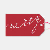 Red Very Merry Custom Foto Weihnachten Geschenkanhänger (Vorderseite (Horizontal))