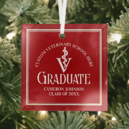 Red Veterinary School Abschluss Weihnachten Ornament Aus Glas