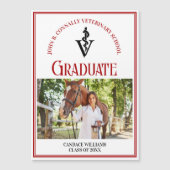 Red Veterinary School Foto Abschluss Magnet Card (Vorderseite)