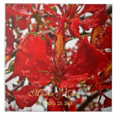 Red Vibrant Flamboyant Blume Wedding Keramik Tile Fliese (Vorderseite)
