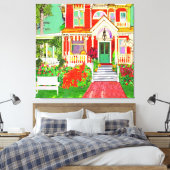 Red Victorian House Wrap Around Porch Leinwanddruck (Insitu (Schlafzimmer))