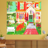 Red Victorian House Wrap Around Porch Leinwanddruck (Insitu (Wohnzimmer))