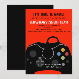 Red Video Game Boys zum Geburtstag Einladung