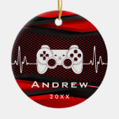 Red Video Game Controller Gamer Gaming Boys Name Keramik Ornament (Vorne)