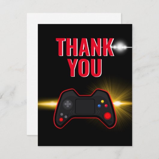 Red Video Game Party Danke Karte (Vorne/Hinten)
