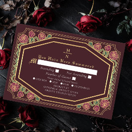 Red Viktorianisch Gothic Rose & Thorns Wedding RSV Begleitkarte