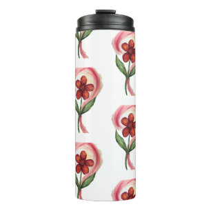 Red Vinca Blume: Eine zeitlose Wasserfarbengabe fü Thermosbecher