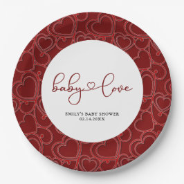 Red Vintag Baby Liebe Valentine's Day Kinderdusche Pappteller