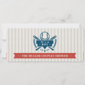 Red Vintag Baseball Ticket Couples Kinderdusche Einladung (Rückseite)