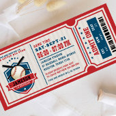 Red Vintag Baseball Ticket Geburtstag Einladung