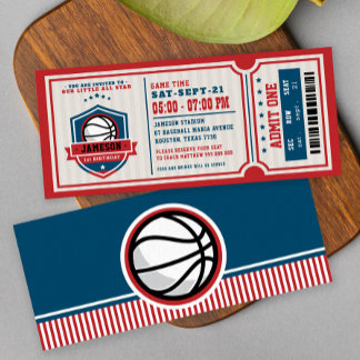 Red Vintag Basketball Ticket Geburtstagsparty Einladung