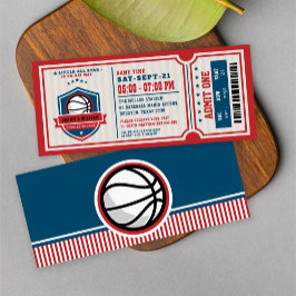 Red Vintag Basketball Ticket Pärchen Kinderdusche Einladung