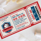 Red Vintag Basketball Ticket Pärchen Kinderdusche Einladung