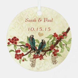 Red Vintag Bird 1. Weihnachtsfeiertag Foto Brown N Ornament Aus Metall
