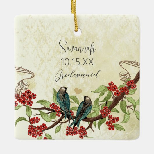 Red Vintag Bird Bridesmaid Ornamente (Vorderseite)