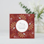 Red Vintag Botanical Frame Weihnachtsfotokarte Feiertagskarte (Stehend Vorderseite)