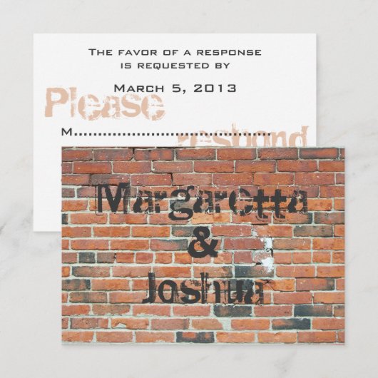 Red Vintag Brick Wall Wedding Einladung UAWG (Vorne/Hinten)