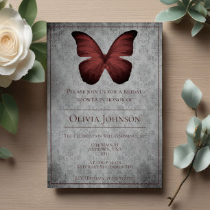 Red Vintag Butterfly Damask Brautparty Einladung