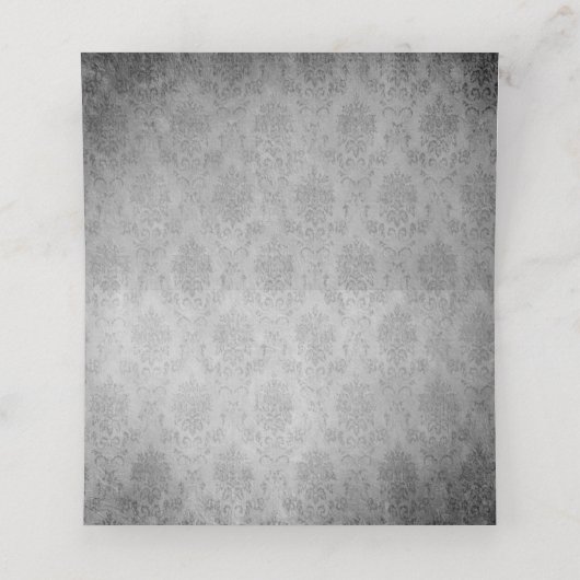 Red Vintag Butterfly Damask Empfang Platzkarte (Innenseite Aufgefaltet)