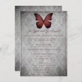 Red Vintag Butterfly Damask Probe Dinner Einladung (Vorne/Hinten)