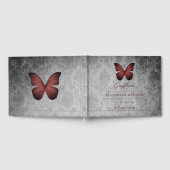Red Vintag Butterfly Damask Wedding Gästebuch (Voll)