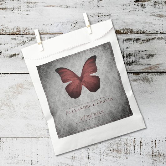 Red Vintag Butterfly Damask Wedding Geschenktütchen