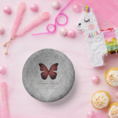 Red Vintag Butterfly Damask Wedding Pappteller (Party)