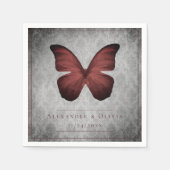 Red Vintag Butterfly Damask Wedding Serviette (Vorderseite)