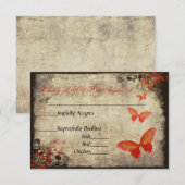 Red Vintag Butterfly Wedding RSVP Card Karte (Vorne/Hinten)