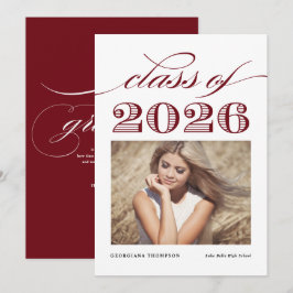 Red Vintag Class of 2025 Foto Abschluss Ankündigung